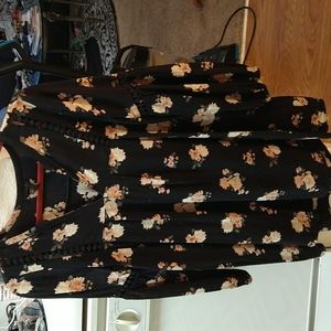 Beautiful black floral shirt with beautiful detail